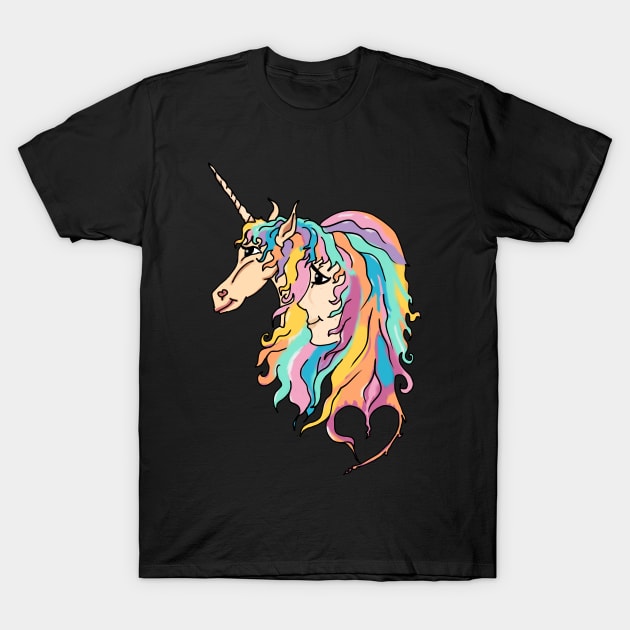 Sweet girl and unicorn drawing T-Shirt by FancyTeeDesigns